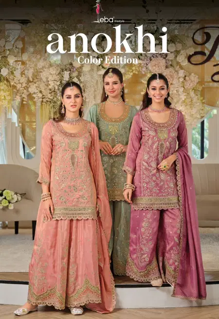 Anokhi Color Edition By Eba Chinon Bulk Readymade Plazzo Suits Orders In India